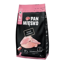 PAN MIĘSKO Kurczak z królikiem, karma dla kociąt, granulat XS 5kg